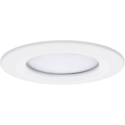 Eine runde, weiße, flache Deckenleuchte, die subtiles Licht spendet.
