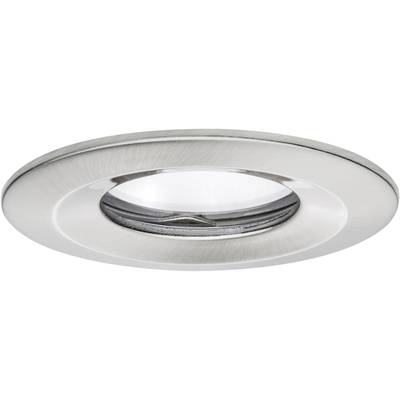 Runde Einbauleuchte aus gebürstetem Metall mit LED-Lichtquelle, geeignet für Deckeneinbau, modernes Design.