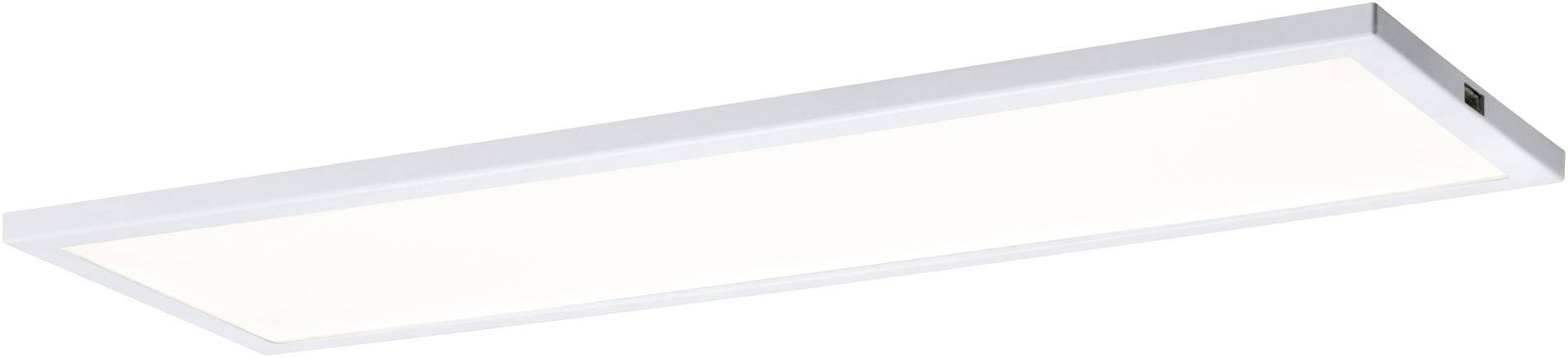 Rechteckige LED-Deckenleuchte in Weiß, minimalistisch und modern, geeignet für Wohnräume oder Büros.