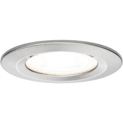 Runde, silberne Deckenleuchte mit leuchtendem, zentralem Licht. Modernes Design, geeignet für Innenräume.