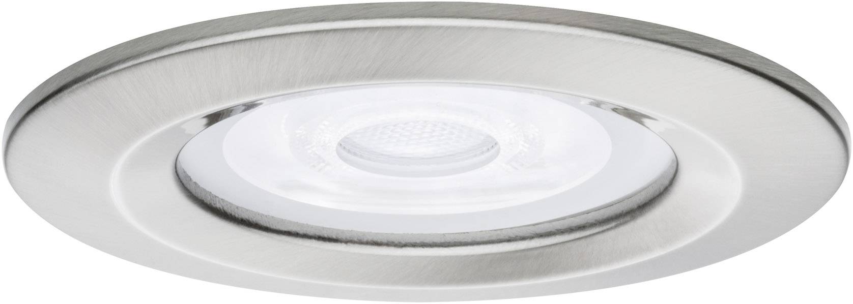 LED-Deckeneinbauleuchte mit rundem Metallrahmen und zentralem Leuchtmittel. Modernes Design für gleichmäßige Lichtverteilung.