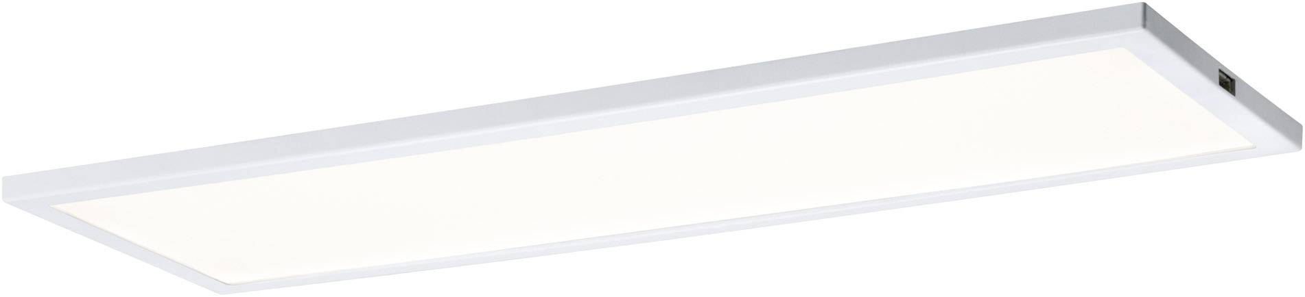 Weiße rechteckige LED-Deckenleuchte in minimalistischem Design.