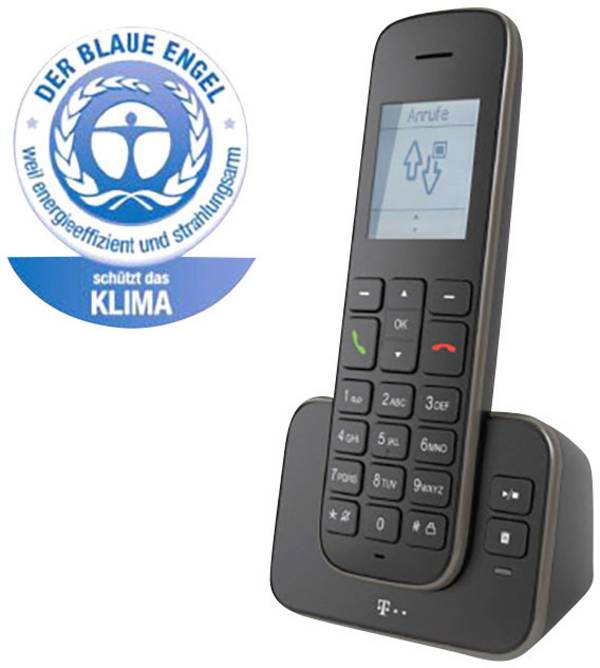Telekom Sinus A207 DECT/GAP Schnurloses Telefon analog  Freisprechen, Anrufbeantworter Schwarz