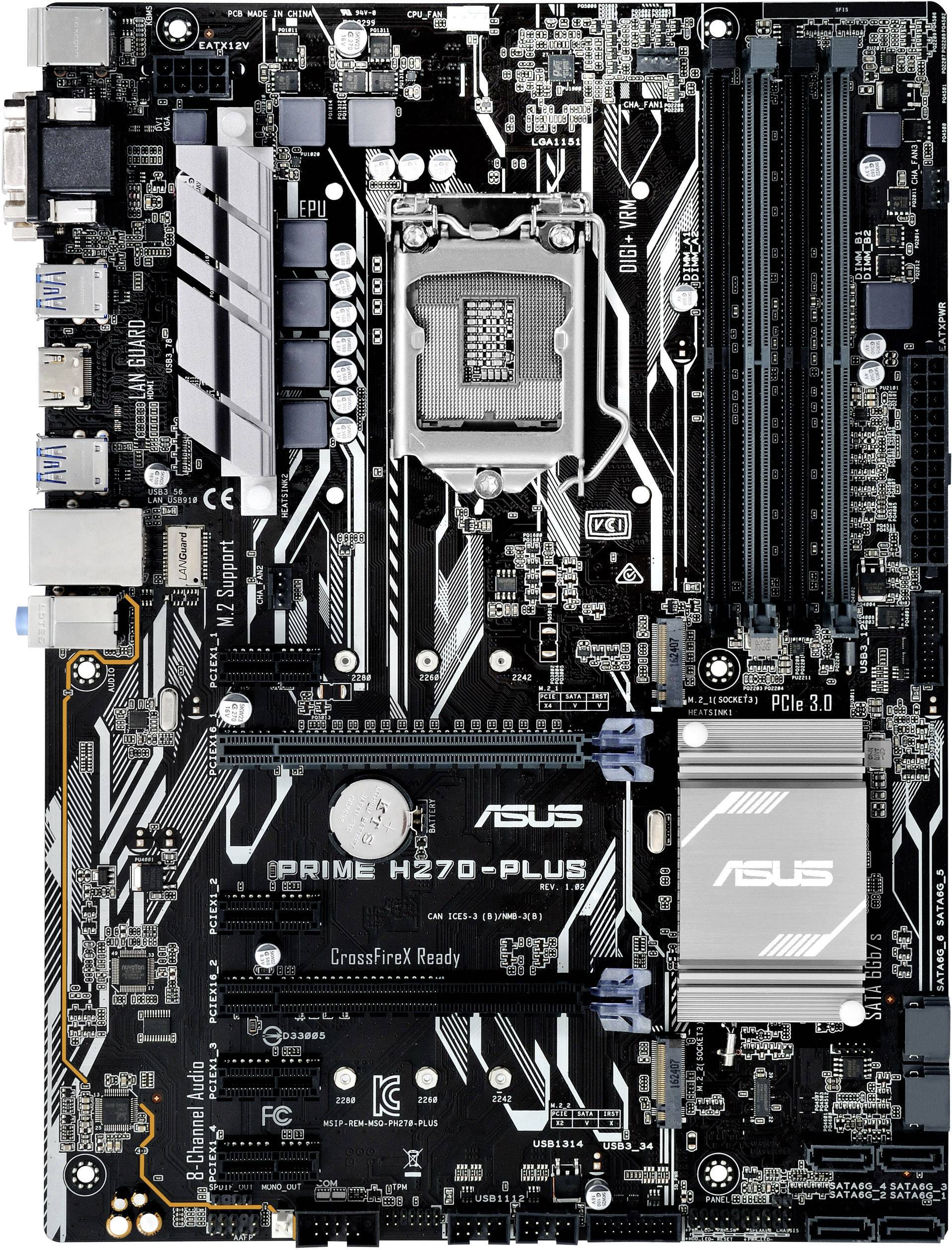 Asus PRIME H270-PLUS Mainboard Sockel (PC) Intel® LGA 1151 Formfaktor (Details) ATX Mainboard-Chipsatz Intel® H270-0