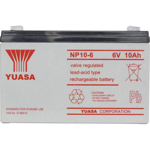 Yuasa NP10-6 NP10/6 Bleiakku 6 V 10 Ah Blei-Vlies (AGM) (B x H x T) 151 x 97.5 x 50 mm Flachstecker 4.8 mm Wartungsfrei,...