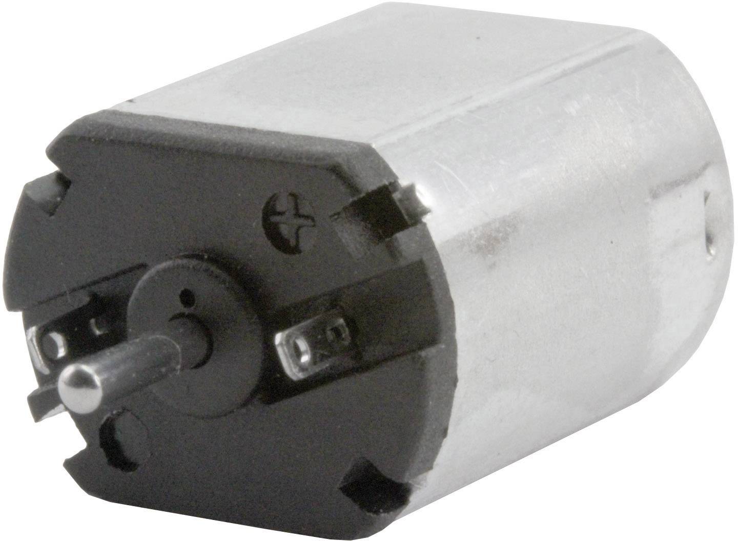 'Kleiner Elektromotor mit metallischem Gehäuse und schwarzer Vorderseite, zeigt eine herausragende Achse an der Vorderseite.'
