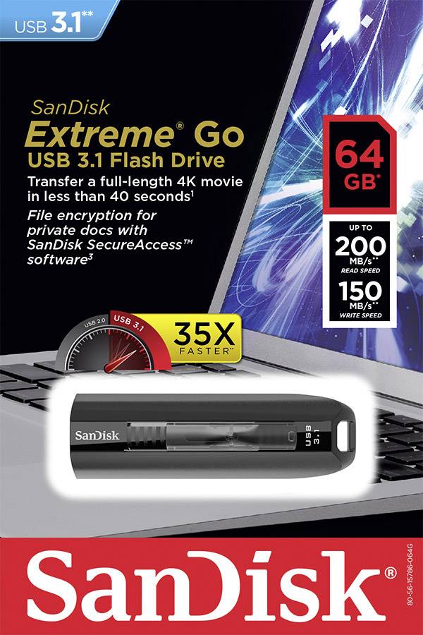 SanDisk Cruzer Extreme Go 64 GB USB 3.1 USB-Stick 64 GB 3.0-7