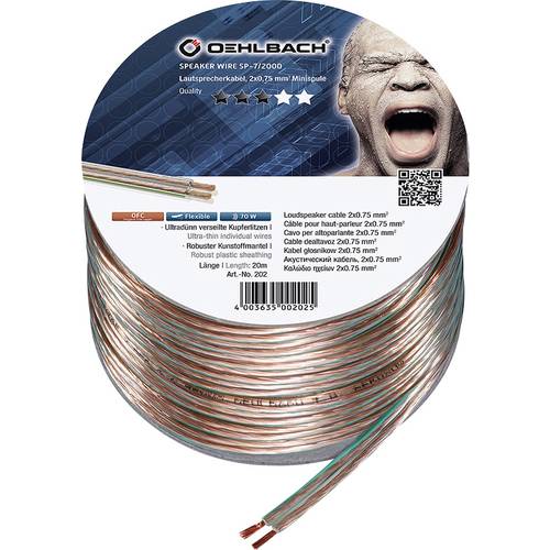 Oehlbach 202 Lautsprecherkabel 2 x 0.75 mm² Transparent 20 m
