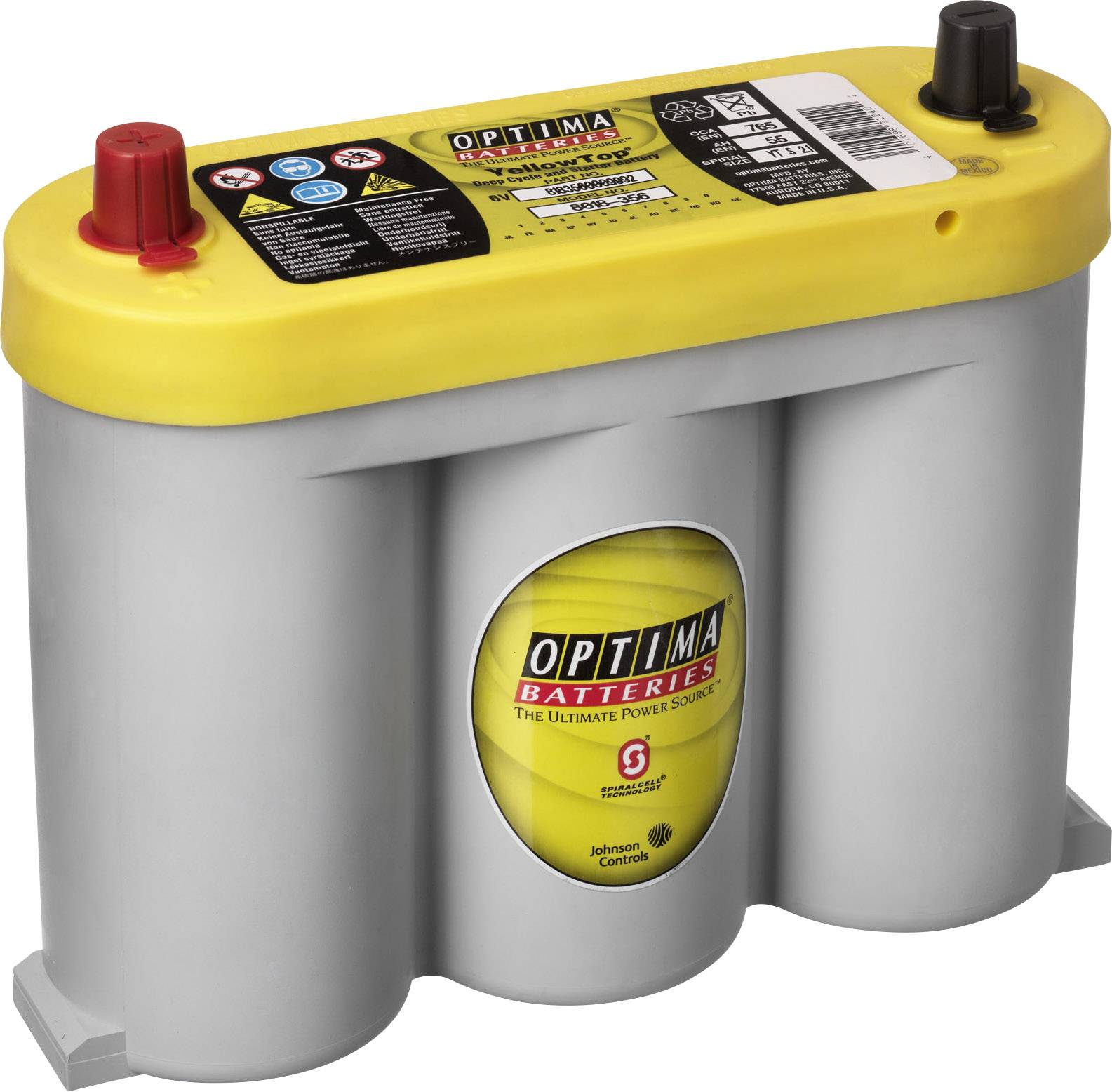 Optima Batteries YT S 2.1 818356000 8882 Bleiakku 6 V 55 Ah Blei Vlies (AGM) (B x H x T) 255 x 206 x 90 mm Konuspol Wart Optima Batteries YT S 2.1 818356000 8882 Bleiakku 6 V 55 Ah Blei Vlies (AGM) (B x H x T) 255 x 206 x 90 mm Konuspol Wart