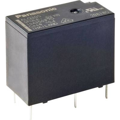 Ein schwarzes Panasonic-Relais mit der Bezeichnung 'ALQ305'. Es hat vier Anschlussstifte und ist für 5V Spulenspannung ausgelegt.