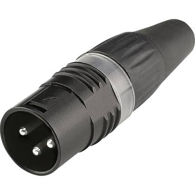 Eine schwarze XLR-Steckerbuchse mit drei Pins, die für Audioverbindungen in professionellen Ton- und Studioanwendungen verwendet wird.