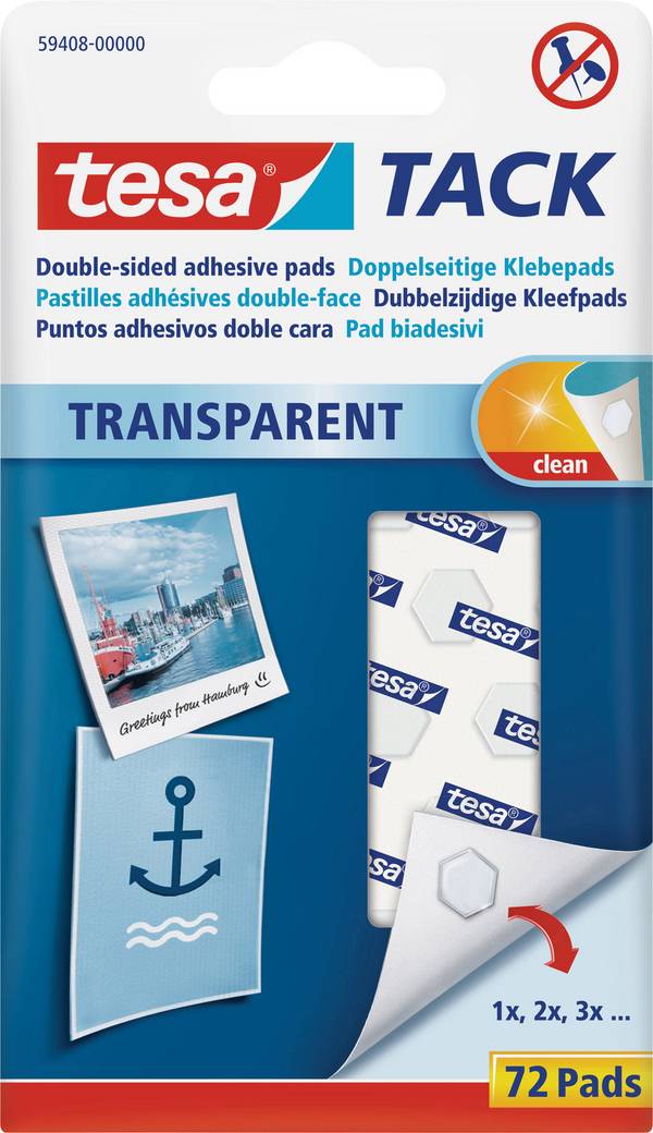 tesa TACK Doppelseitige Klebepads  Transparent Inhalt: 72 St.