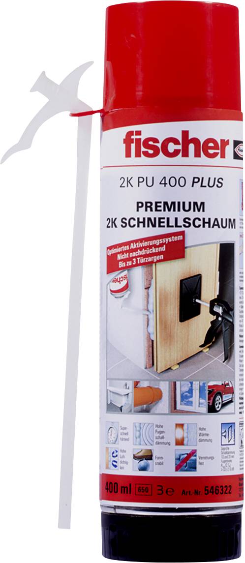 Fischer 2K PU 400 Montageschaum Herstellerfarbe Hellblau 546322 400 ml