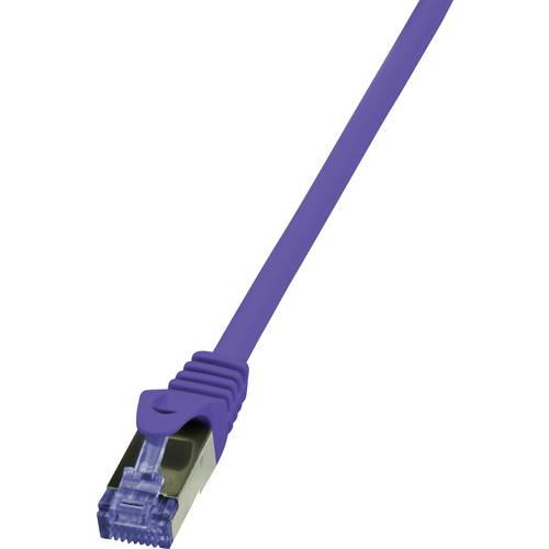 LogiLink CQ308VS RJ45 Netzwerkkabel, Patchkabel CAT 6a S/FTP 7.50 m Violett Flammwidrig, Halogenfrei, mit Rastnasenschut...