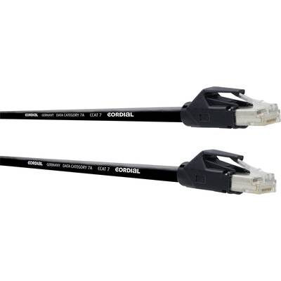 Cordial CSE 2,5 HH 7 RJ45 Netzwerkkabel, Patchkabel CAT 6a S/UTP 2.50 m Schwarz PUR-Mantel, Geflechtschirm, Folienschirm