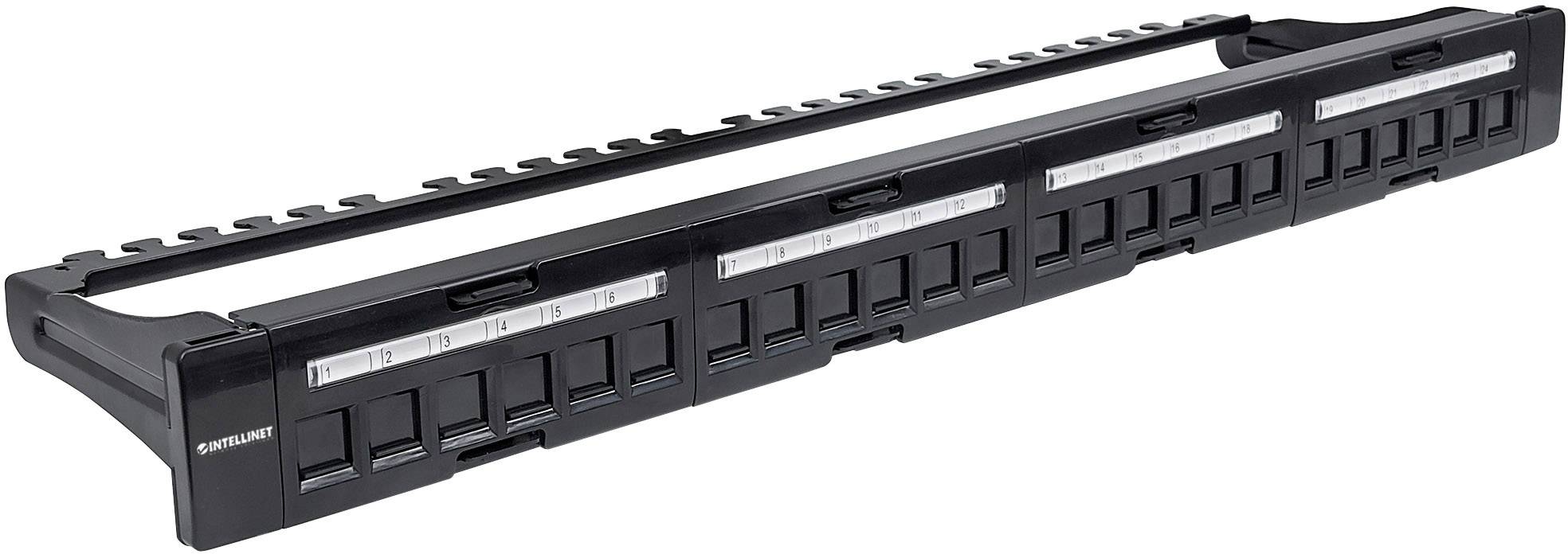 Ein Patchpanel mit 24 Ports zur Kabelorganisation in Netzwerk- oder Serverumgebungen.