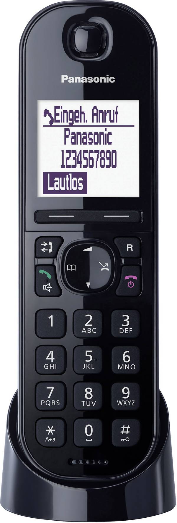 Panasonic KX-TGQ200GB Schnurloses Telefon VoIP Babyphone, Freisprechen Beleuchtetes Display Schwarz