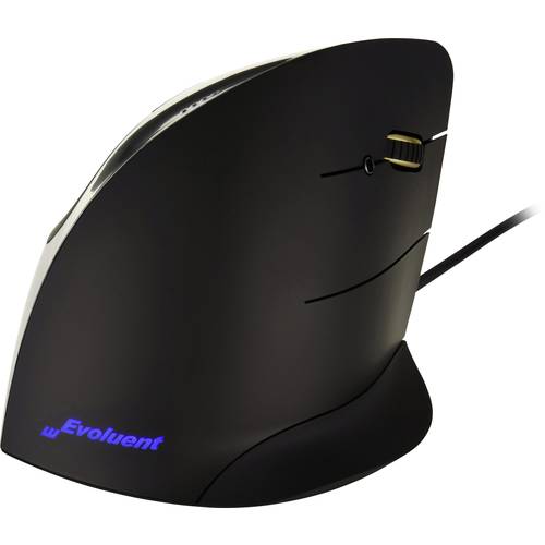 Evoluent Vertical Mouse Corded Right Hand Ergonomische Maus USB Optisch Schwarz, Silber 5 Tasten Ergonomisch