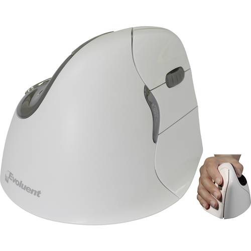 Evoluent VerticalMouse4 VM4RB Mac Ergonomische Maus Bluetooth® Optisch Weiß, Silber 6 Tasten 2800 dpi Ergonomisch