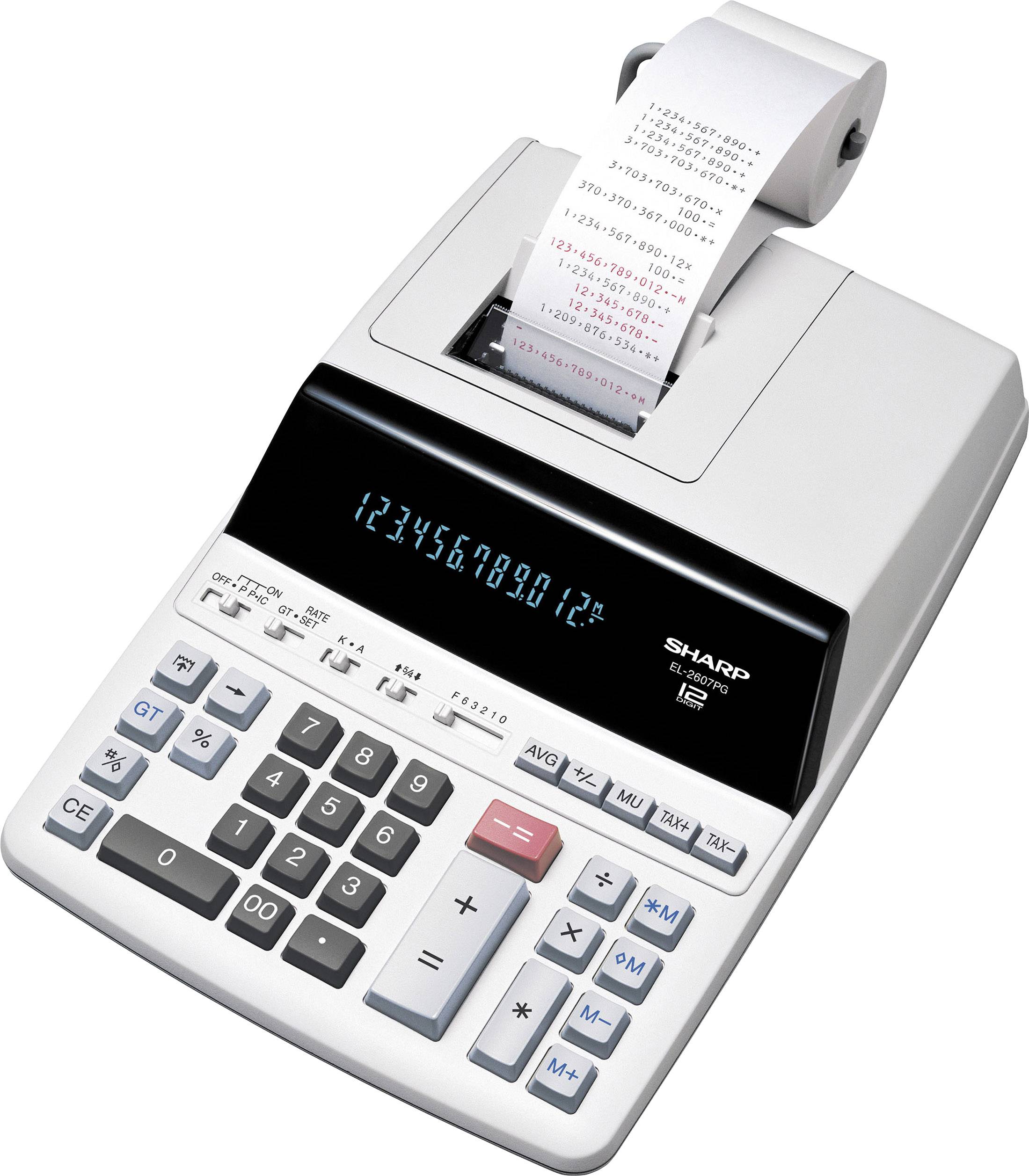 Sharp EL-2607PG Druckender Tischrechner Weiß Display (Stellen): 12 netzbetrieben (B x H x T) 221 x 78 x 327 mm-0