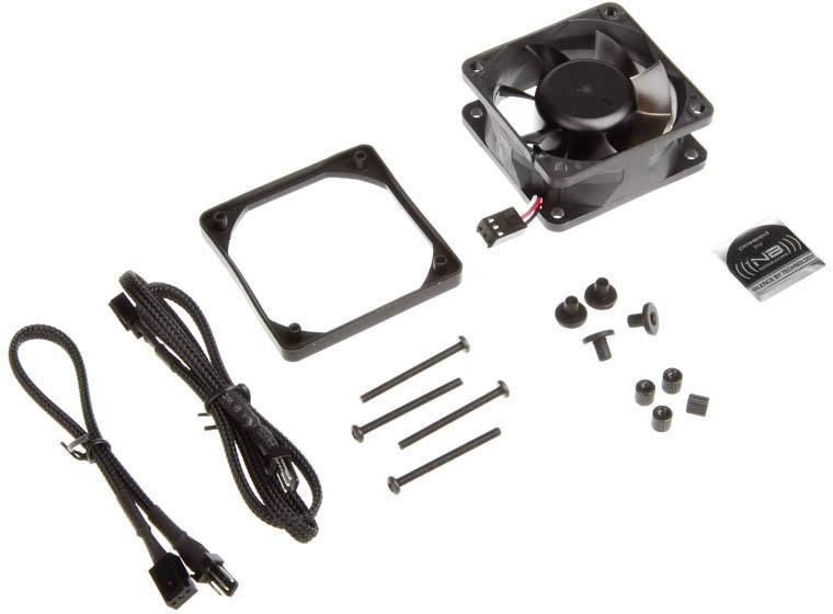 PC-Kühlerset mit Lüfter, Schrauben, Dichtungsring und Kabel.