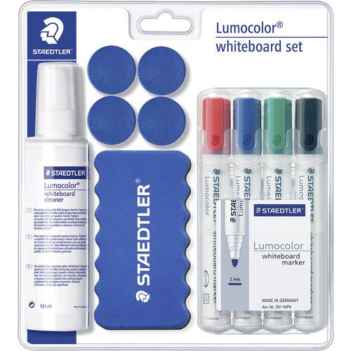 Staedtler Lumocolor Whiteboard Set 613 S 613 S Whiteboardmarker Schwarz, Blau, Rot, Grün inkl. Tafellöscher, Reiniger, M...
