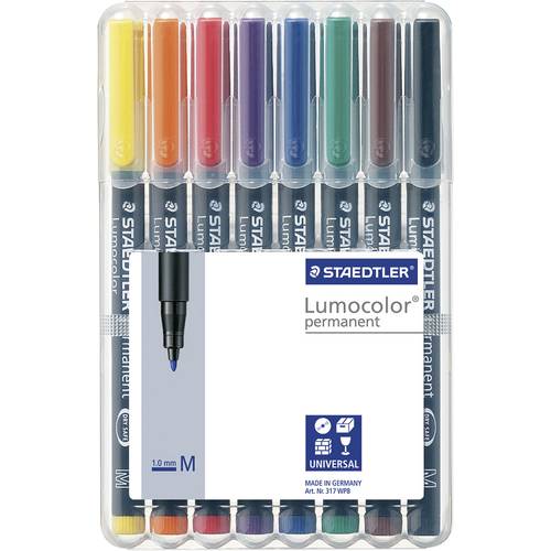 Staedtler Lumocolor® permanent pen 317 317 WP8 Permanentmarker Gelb, Rot, Blau, Orange, Grün, Violett, Braun, Schwarz wa...