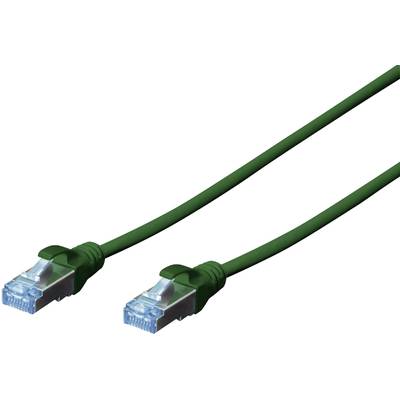 Grünes Ethernet-Kabel mit zwei RJ45-Steckern, verwendet für Netzwerkverbindungen.