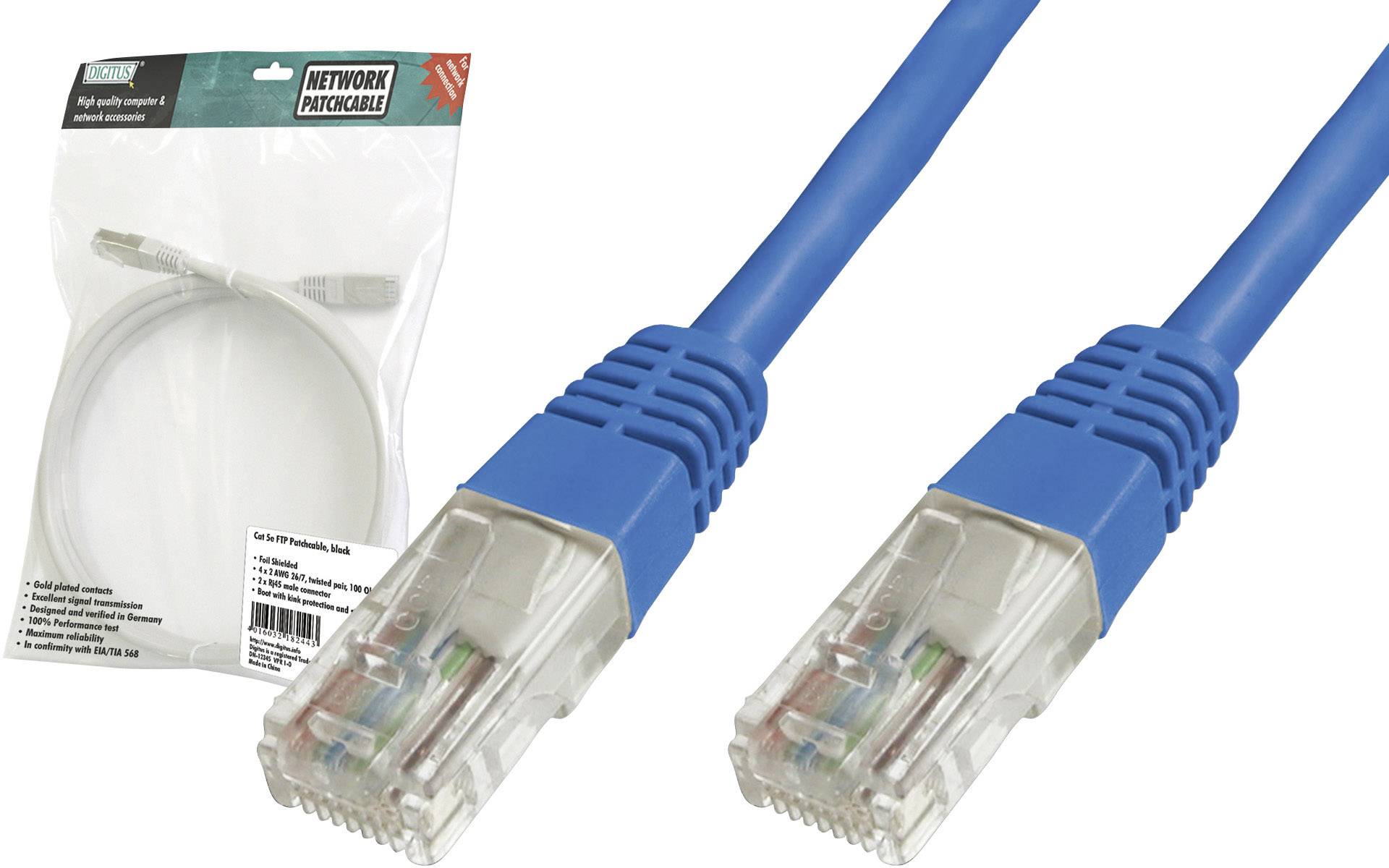 Digitus DK-1512-020/B RJ45 Patchkabel CAT 5e U/UTP 2.00 m Blau verdrillte Paare 1 St.