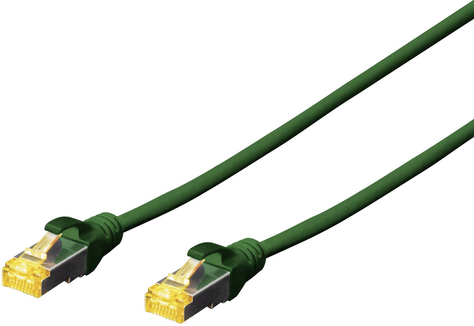 Zwei grüne Netzwerkkabel mit RJ45-Steckern an beiden Enden. Geeignet für Ethernet-Verbindungen.