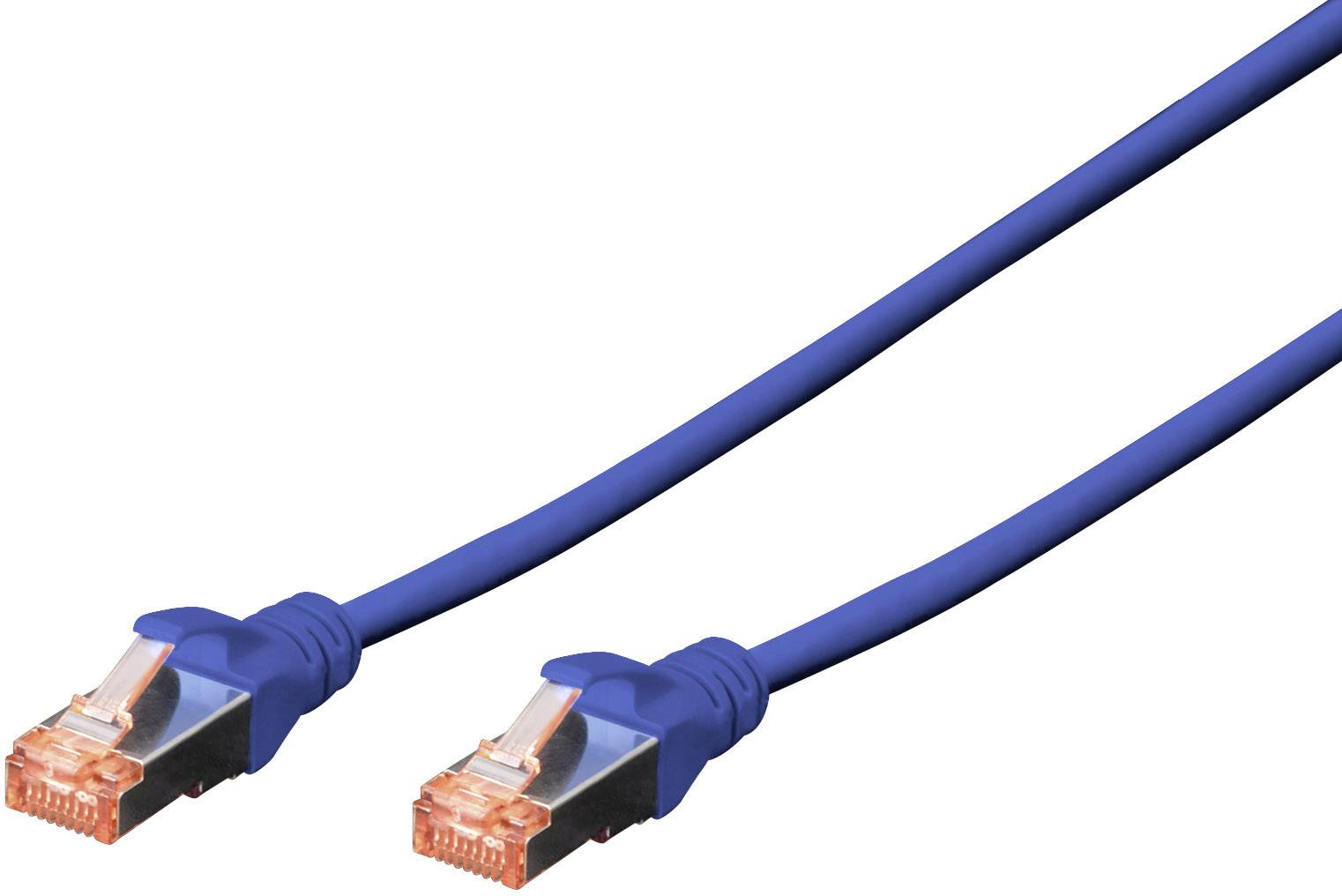 'Zwei blaue Ethernet-Kabel mit orangefarbenen Steckern, parallel zueinander liegend.'