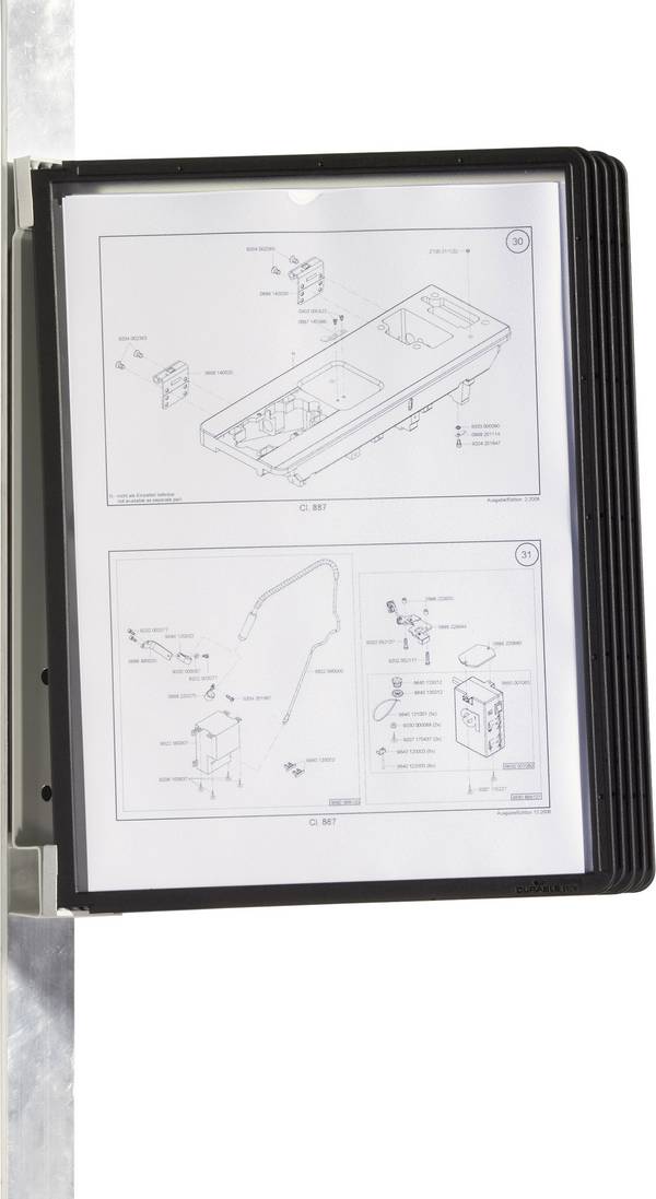 Durable Sichttafelwandhalter VARIO MAGNET WALL 5 Schwarz DIN A4 Anzahl der mitgelieferten Sichttafeln 5