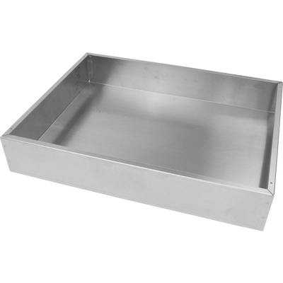 Großes, rechteckiges Metalltablett mit erhöhtem Rand, geeignet zum Backen oder Servieren großer Mengen von Speisen.