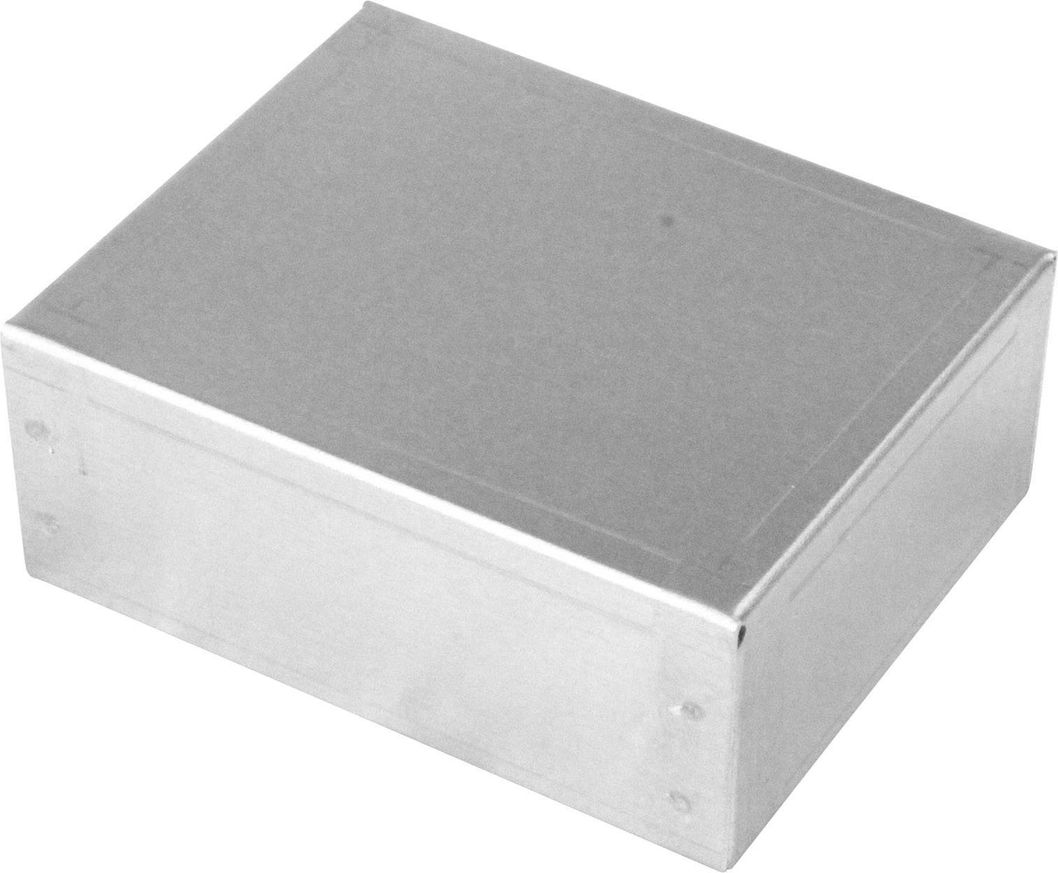 Rechteckiger, silberfarbener Metallkasten mit glatter Oberfläche, ohne sichtbare Öffnungen oder Beschriftungen.