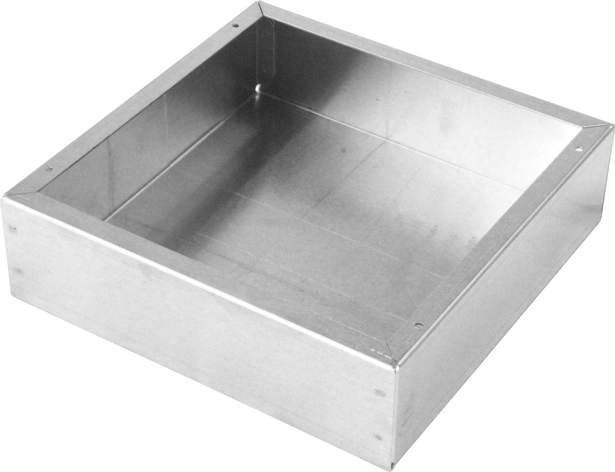 Metallform ohne Boden, quadratisch, mit erhöhtem Rand, aus glänzendem Material.