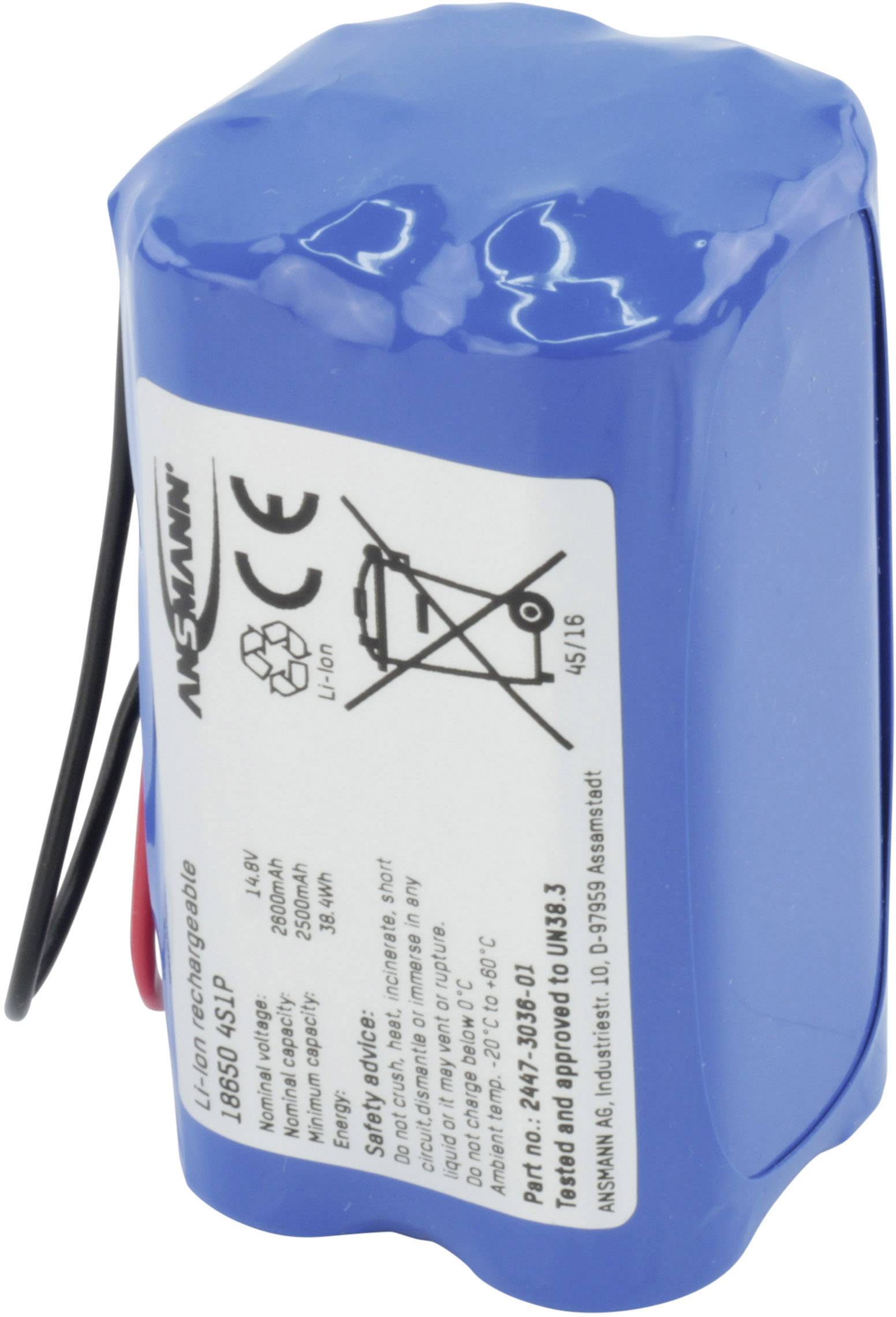 Ansmann Akkupack Lithium Ionen 4S1P 14,8 V 2,6 Ah mit Sicherheitsschaltung