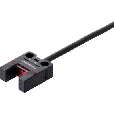 Ein schwarzer, rechteckiger, kabelgebundener Sensor mit rotem Licht. Aufschrift: 'Panasonic PM-L25'.