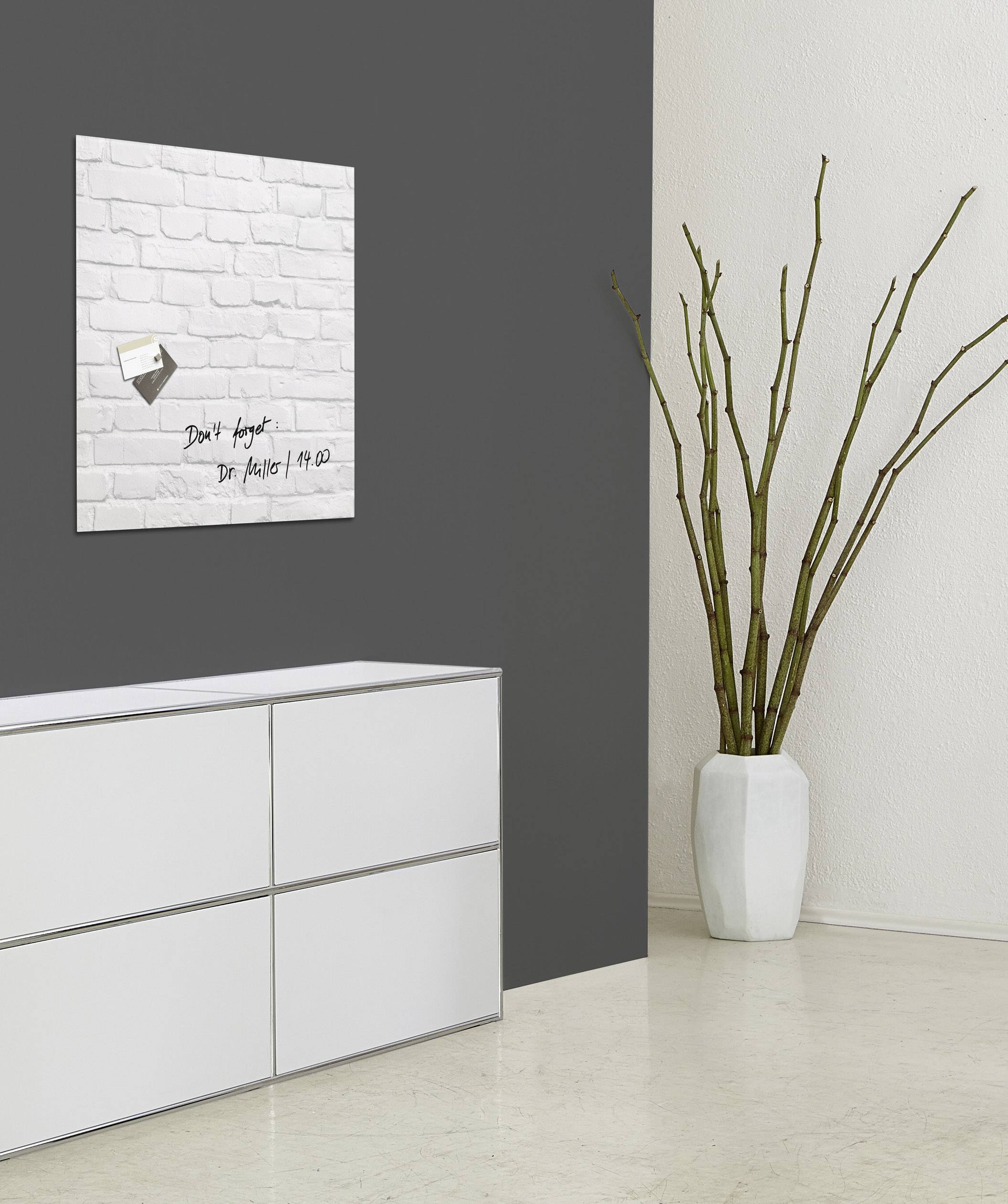 Sigel Glas-Magnetboard artverum® White Klinker Weiß (gemustert) (B x H x T) 480 x 480 x 15 mm GL164-4