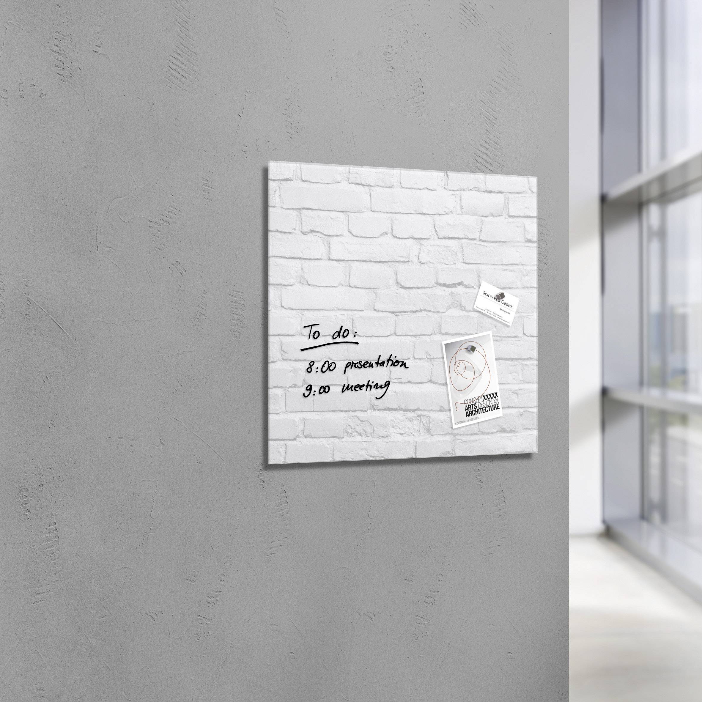 Sigel Glas-Magnetboard artverum® White Klinker Weiß (gemustert) (B x H x T) 480 x 480 x 15 mm GL164-6