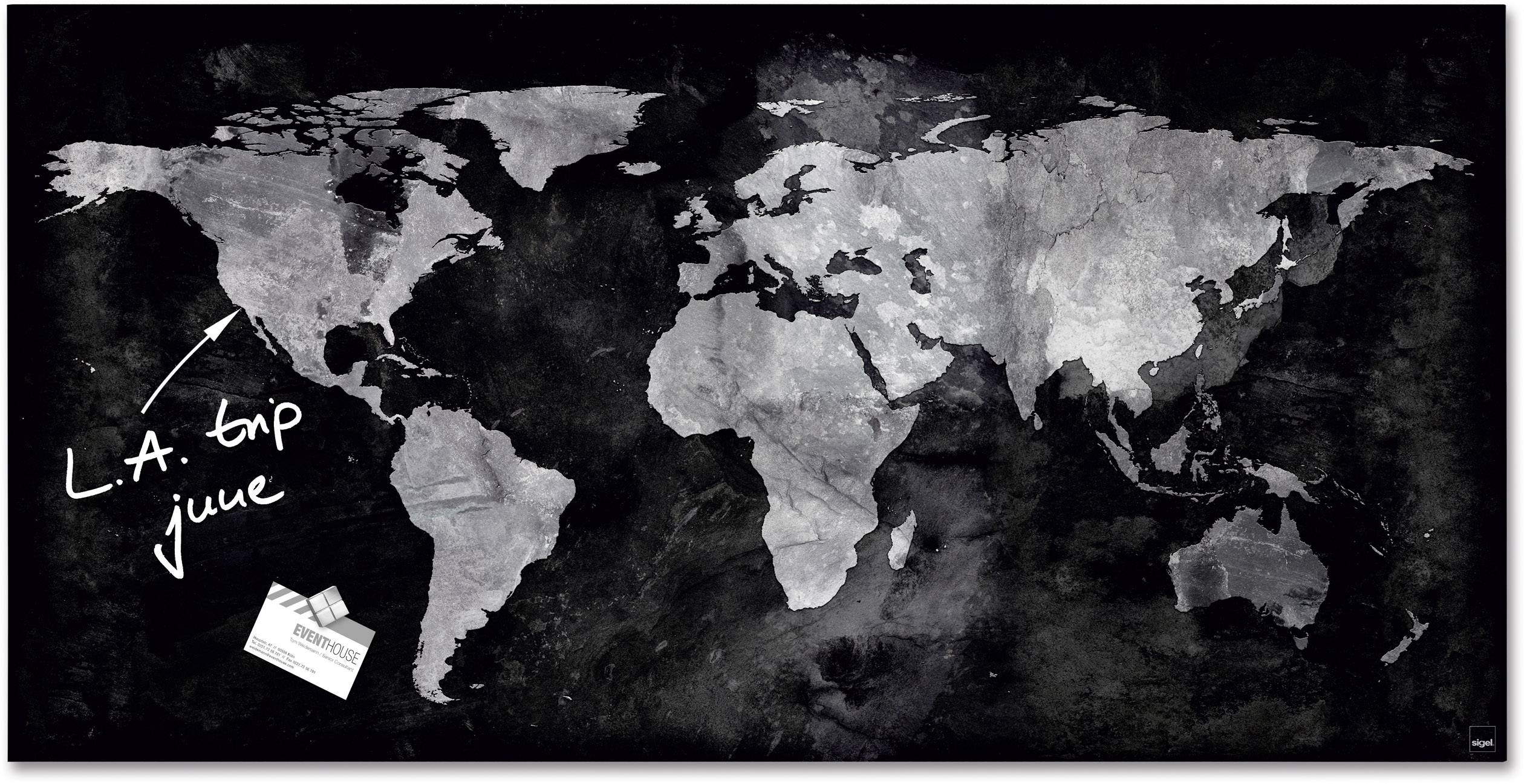 Magnetboard Artverum 910x460x15mm Glas World-Map