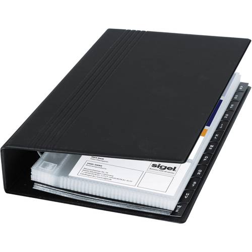 Sigel VZ300 Visitenkartenringbuch 200 Karten (B x H x T) 147 x 265 x 44 mm Schwarz (matt) Kunststoff