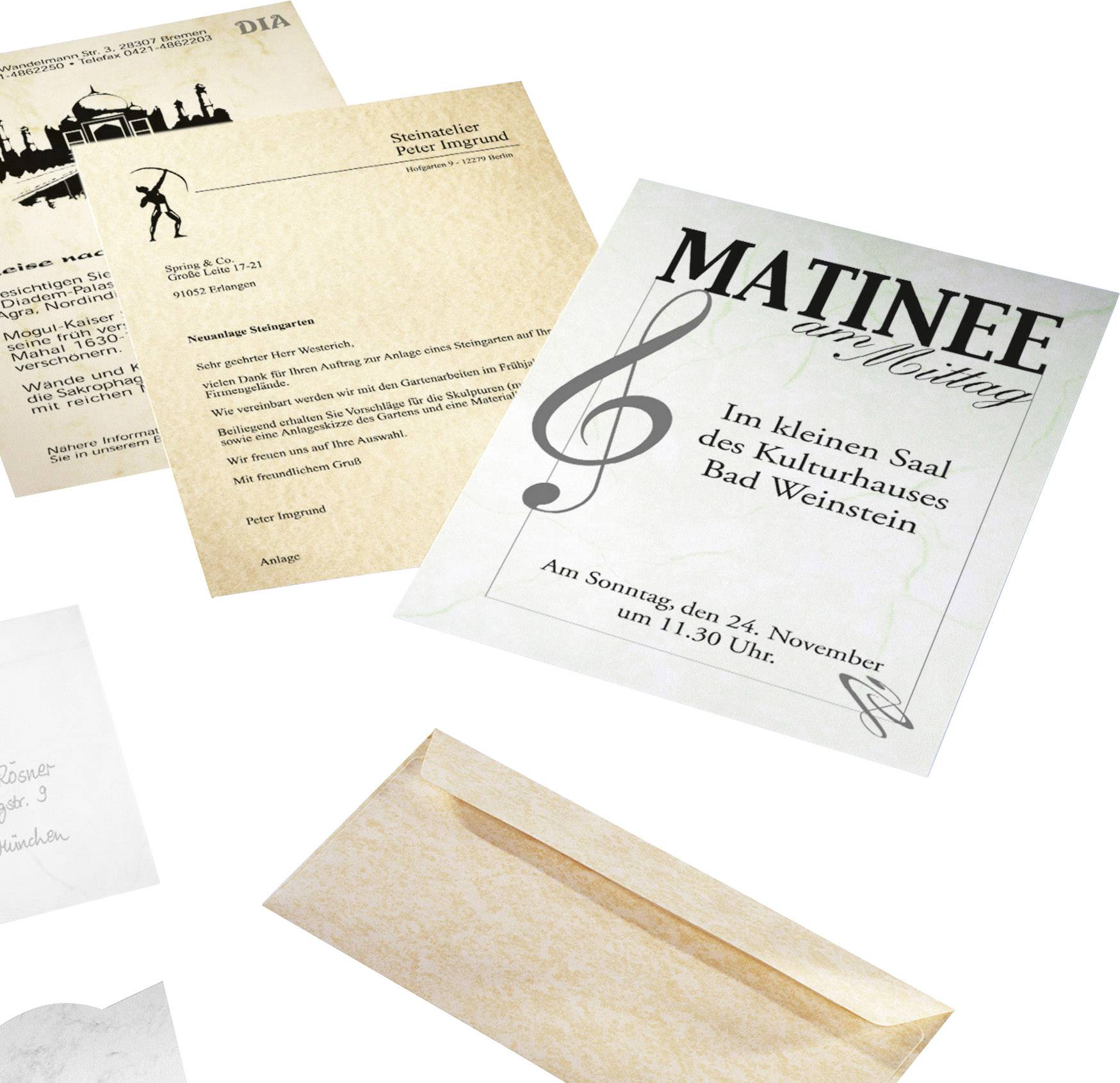 Sigel DP655 Motivpapier Pergament DIN A4 200 g/m² Champagner 50 Blatt-4