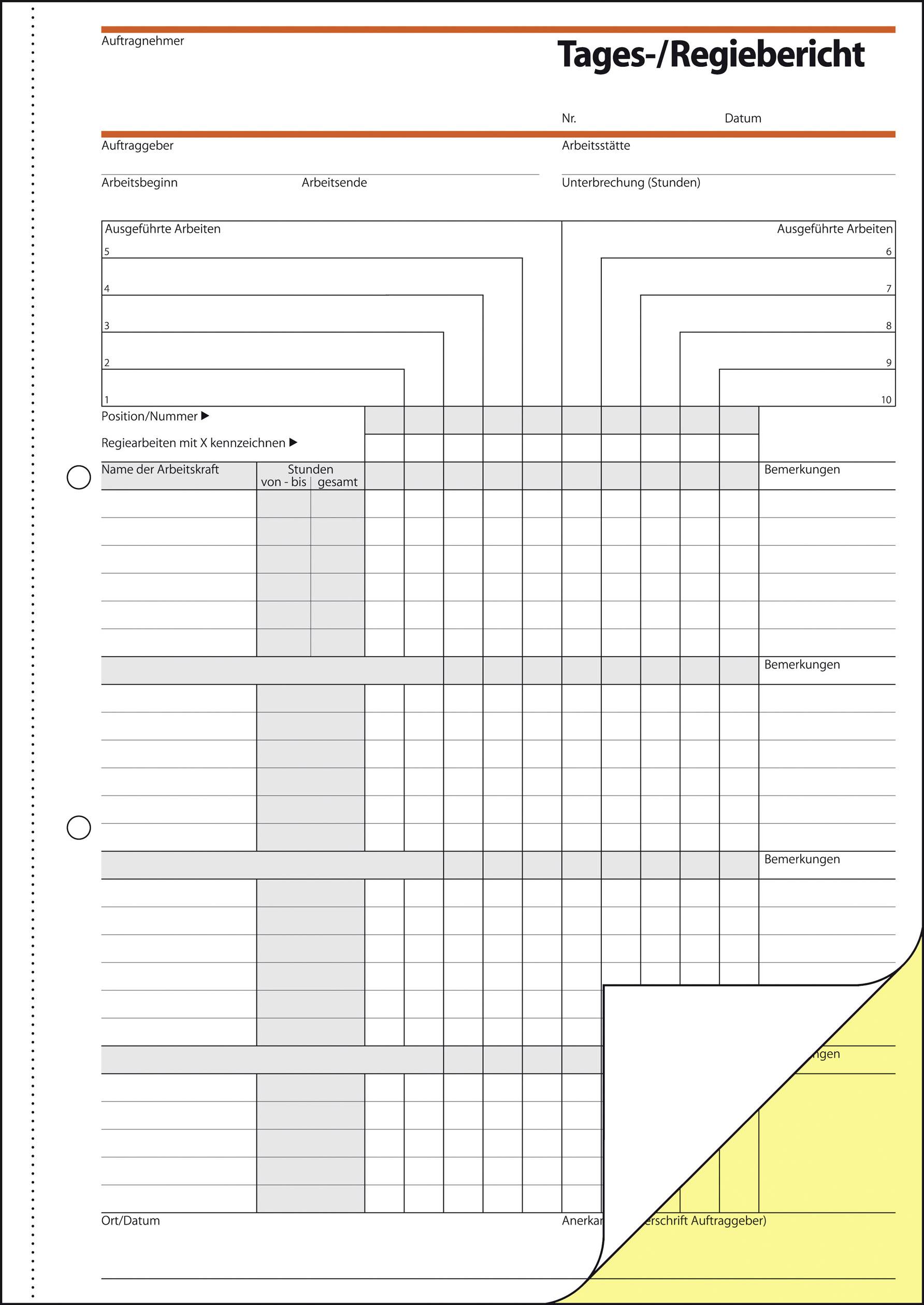SIGEL Tages-/Regieberichte, 1. und 2. Blatt bedruckt, A4, selbstdurchschreibend, 2 x 40 Blatt-1