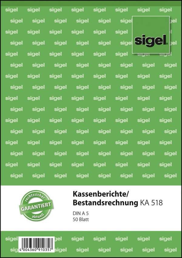 Sigel - Kassenbericht/Bestandsrechnung - 50 Blatt