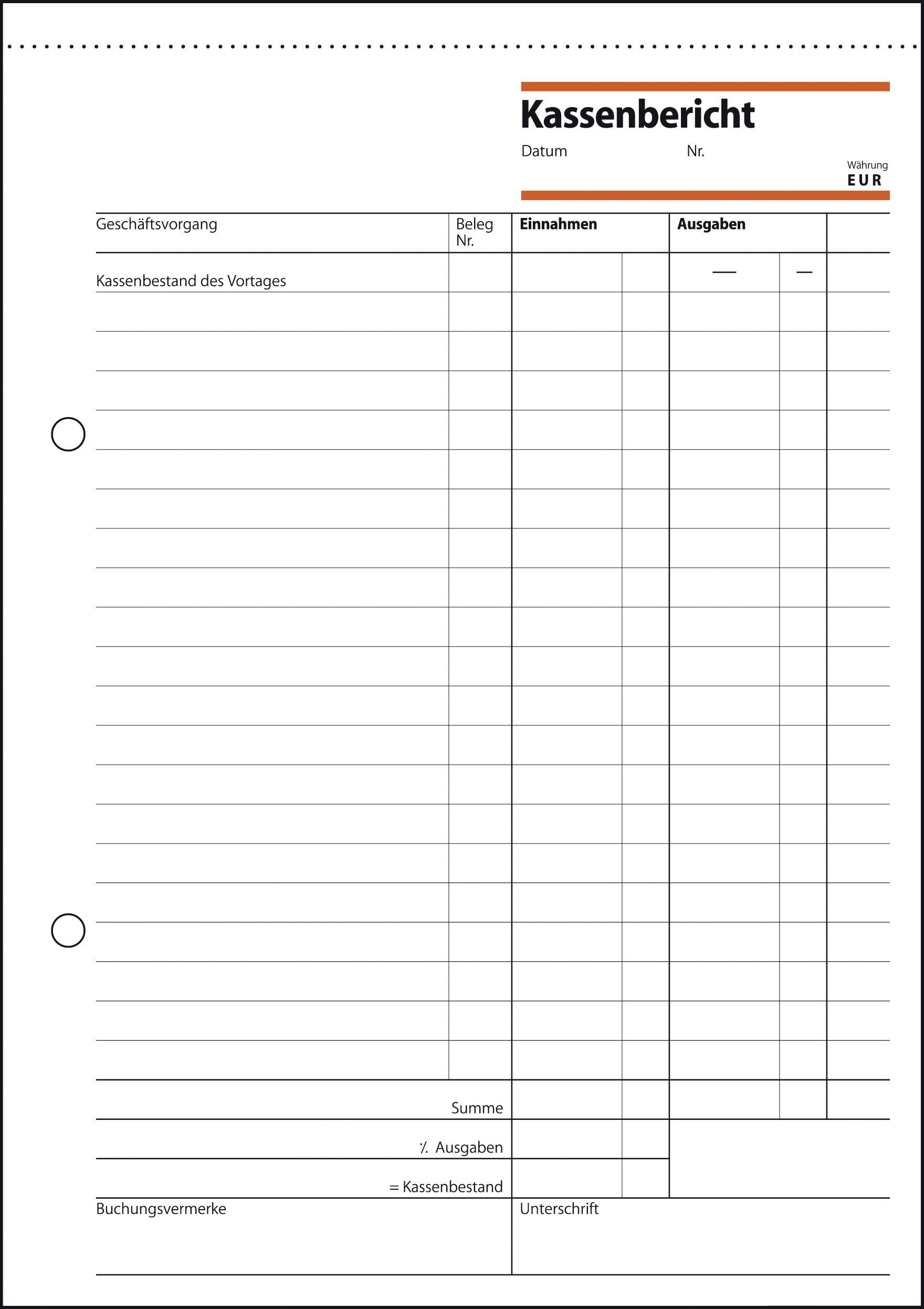 Sigel - Kassenbericht/Bestandsrechnung - 50 Blatt-1