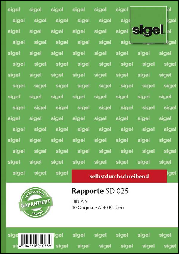 Sigel - Berichtformular - 40 Blatt - A5 - Kopie
