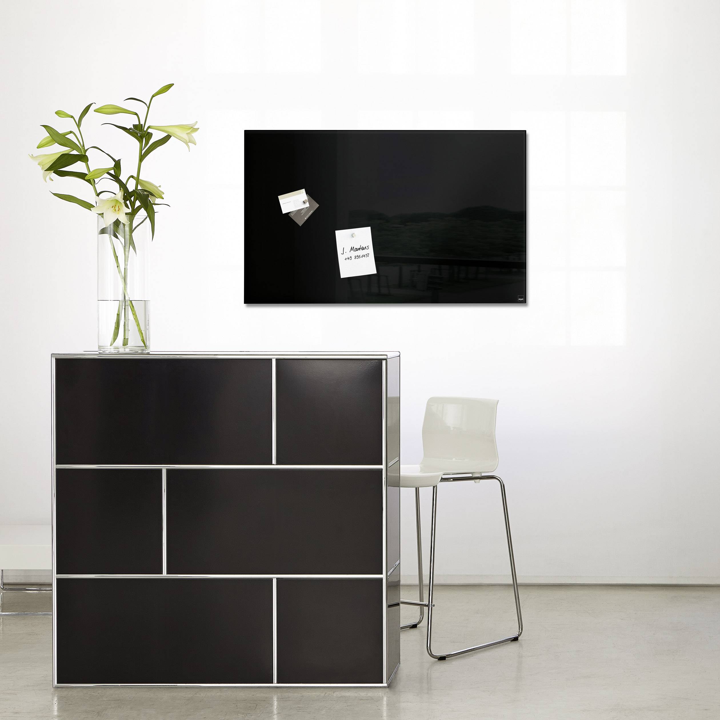 Sigel Glas-Magnetboard artverum® Schwarz (B x H x T) 780 x 480 x 15 mm GL130-6
