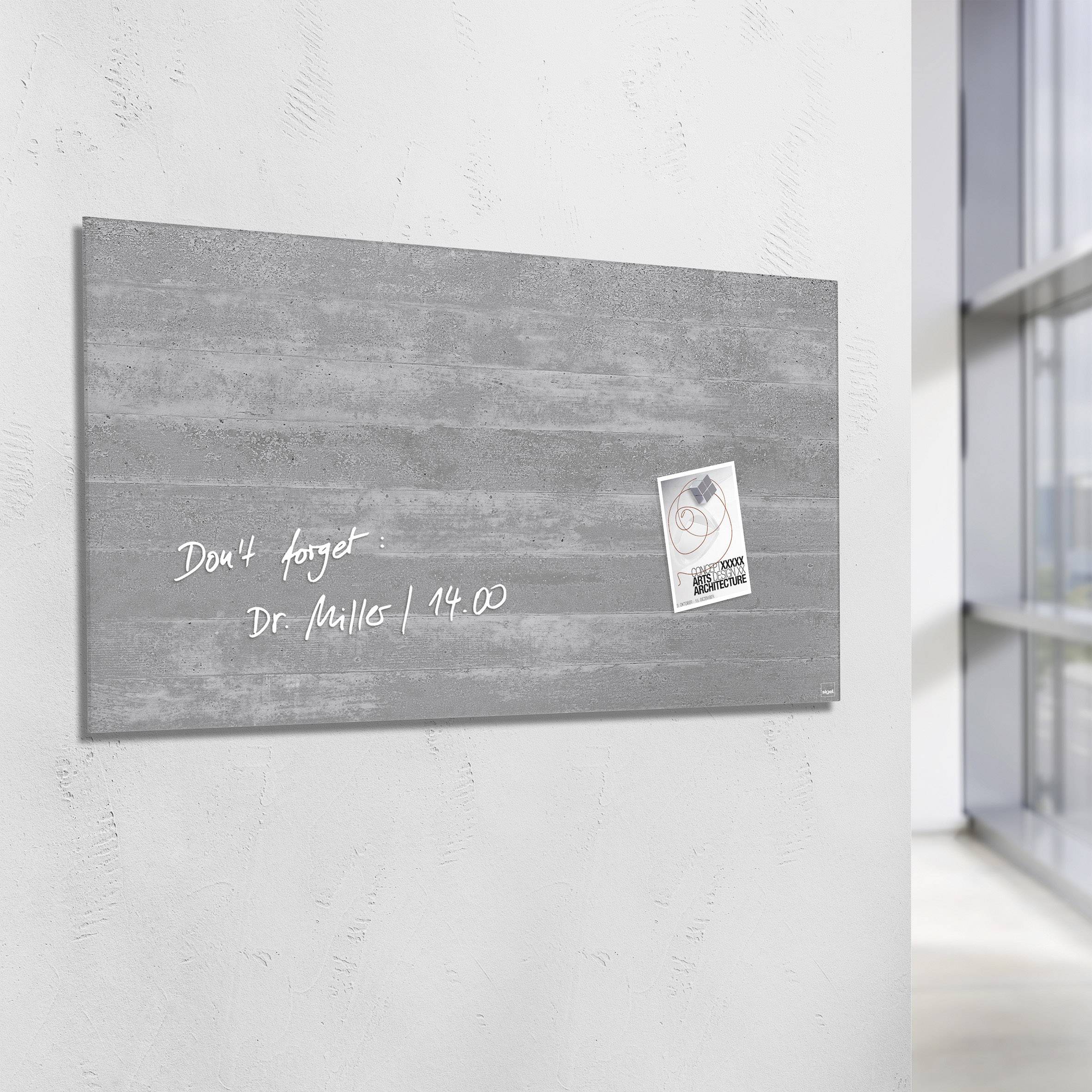 Sigel Glas-Magnetboard artverum® Beton-Optik (B x H x T) 910 x 460 x 15 mm GL148-5