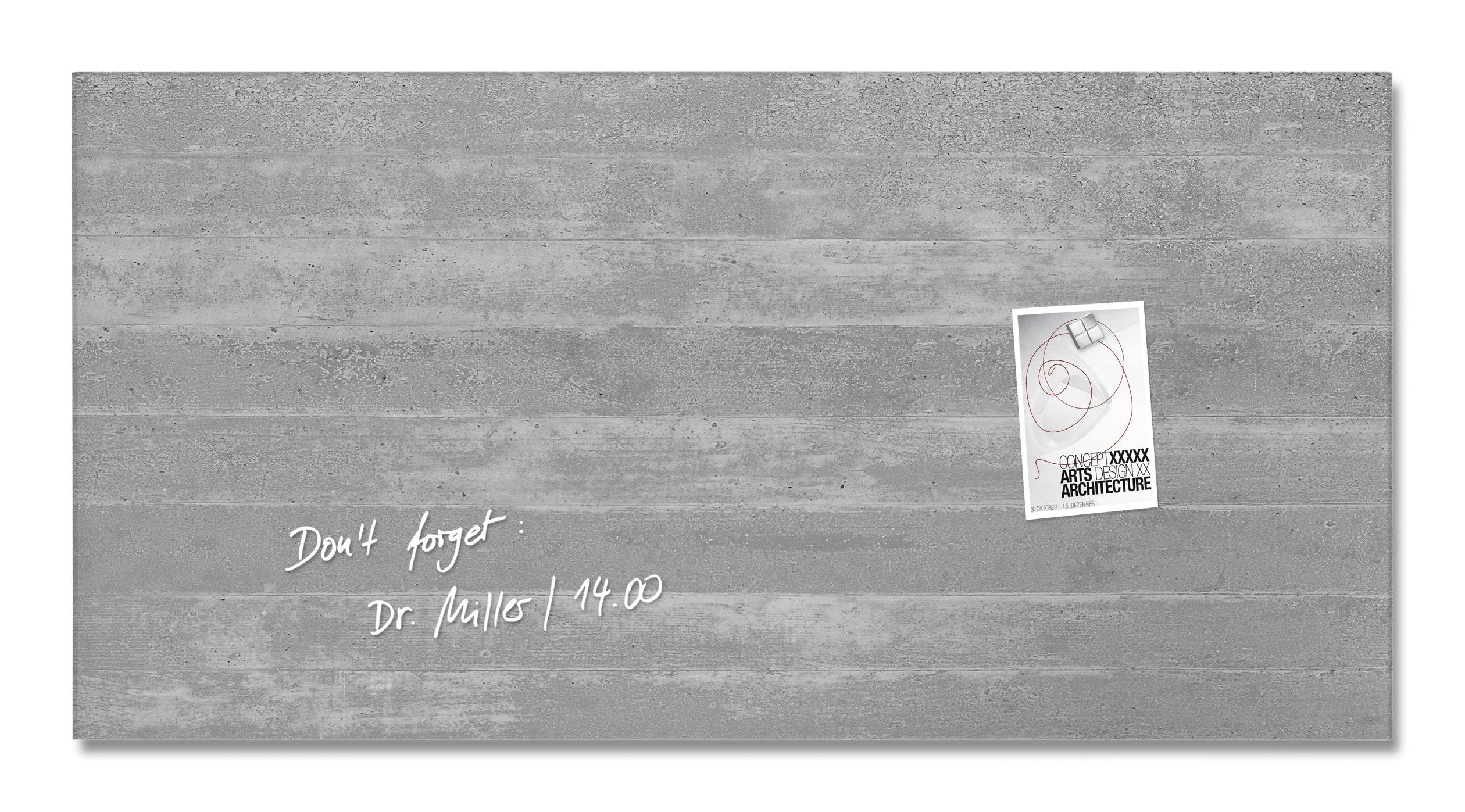 Sigel Glas-Magnetboard artverum® Beton-Optik (B x H x T) 910 x 460 x 15 mm GL148-0