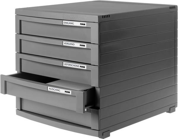 HAN Schubladenbox CONTUR 1505-191 Dunkelgrau DIN A4, DIN B4, DIN C4 Anzahl der Schubfächer: 5